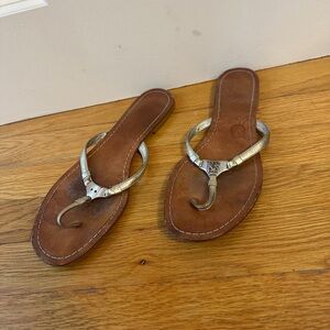 Coach Rachel Pewter Leather Sandals Size 10